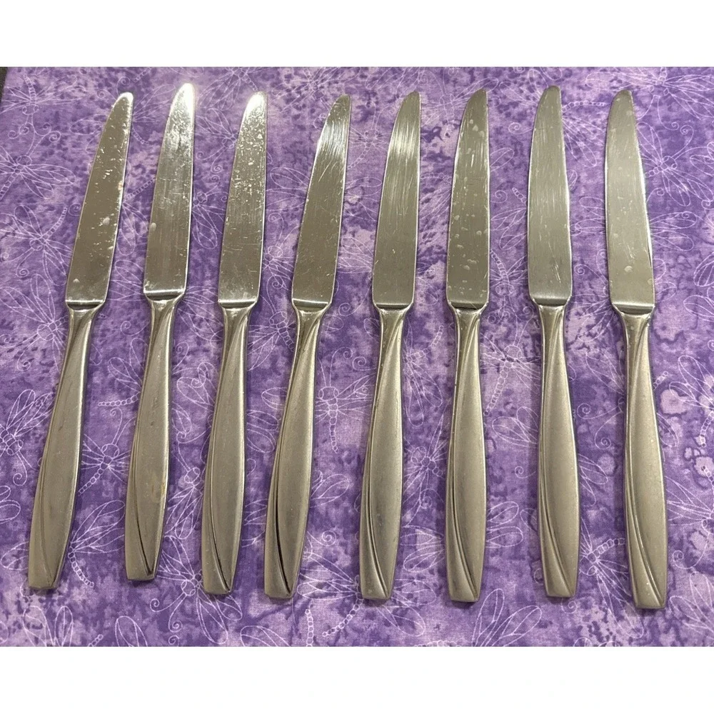 Oneida Camlynn Cleo Satin Stainless Steel Dinner Knives Knife Set‎ Of 8